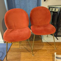 2x Round Velvet Dining Chairs