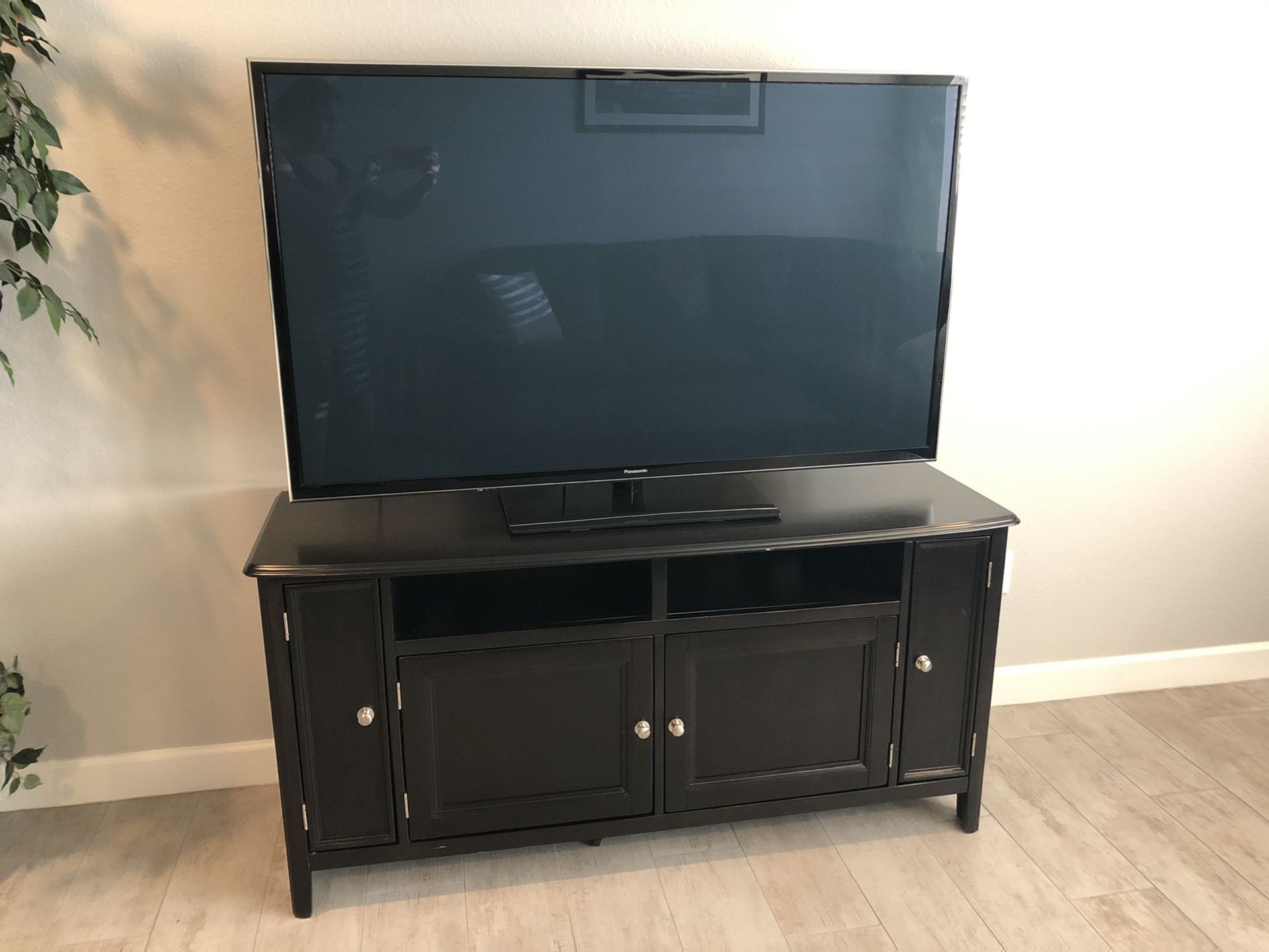 60” Panasonic flat screen tv with 60” wide TV stand