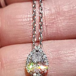 Clear Crystal with Cubic Zirconia 18kt Gold Plated Sterling Silver Necklace