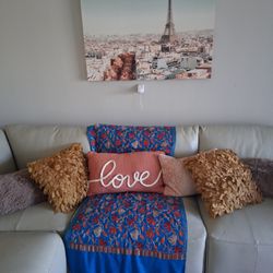 Leather Sectional Off White