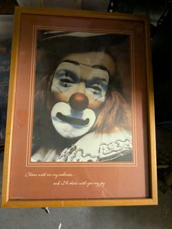 Vintage Sad Clown Framed Art Print