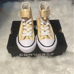 New in box yellow high top converse shoes size 12