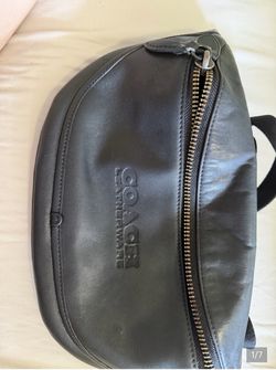 Coach Black Leather Belt Bag with Embossed Logo