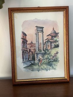 Vintage Italian Wood Framed Print - Roma: Teatro di Marcello