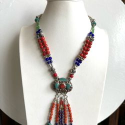 Stunning Tibetan tribal theme boho style handmade necklace 18”inch