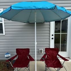 Beach Umbrella And Chair Set With Cover 