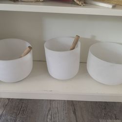 Set Of 3 Crystal Singing Bowls With Carry Case