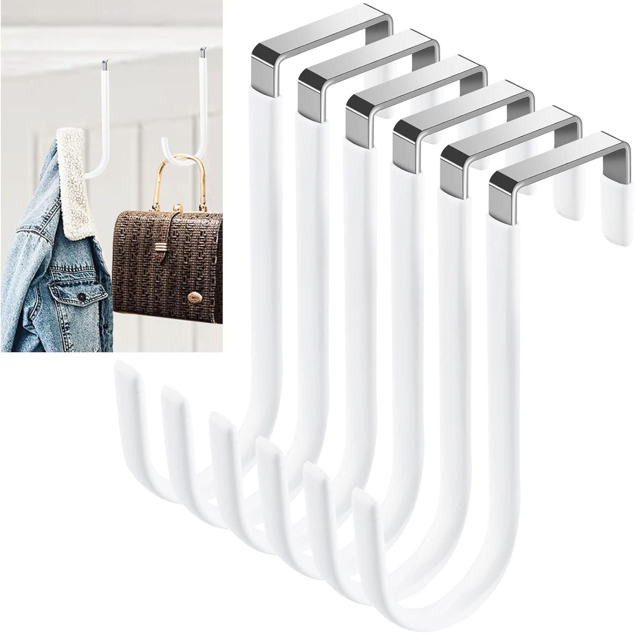 Over Door Hooks for Hanging Clothes, 4 Packs Door Hanger Hook for Towels Soft Rubber