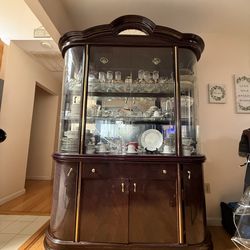 Tall Curio Display Cabinet with Glass Shelves
