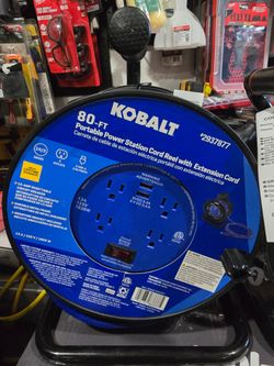 80ft Kobalt Reel Wheel Power station Extension cord