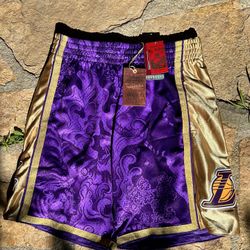 Los Angeles Lakers NBA Mitchell & Ness Purple Gold Mens Shorts Size Large NWT 