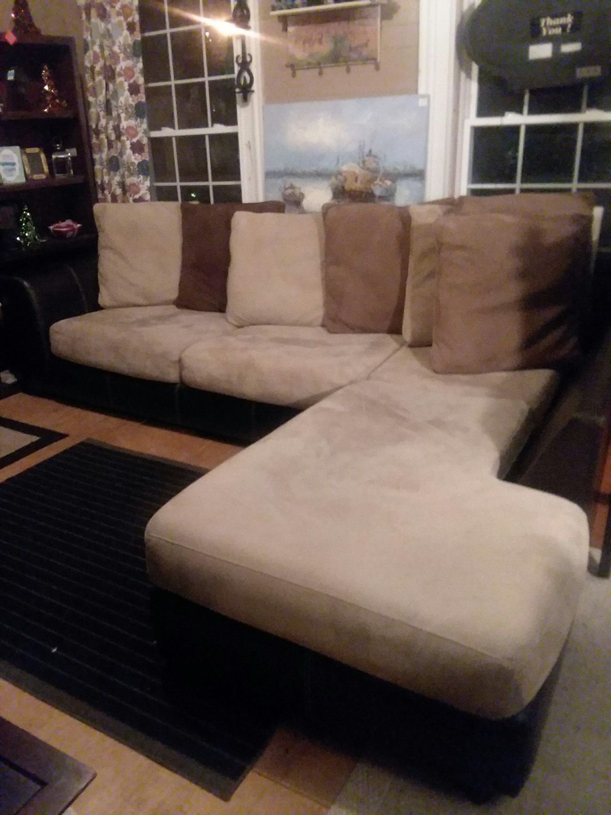 Cumberland thrift store 2 pc sectional with chaise lounger