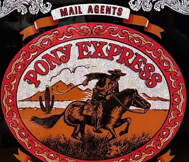 Vintage Bar Mirror Pony Express Painted Glass Mirror Sign — Large 22.5" x 19"