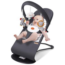 Baby Bouncer, Portable Baby Bouncer Seat for Babies 0-12 Months with 3 Recline Positions, Ergonomic Design Baby Rocker Infants Bouncy Seat