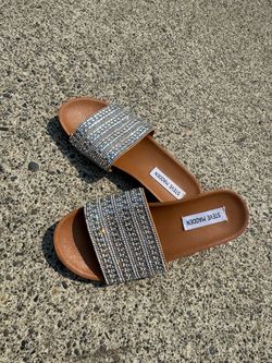 Steve Madden Women's size 5.5 Silver and brown Slides OBO