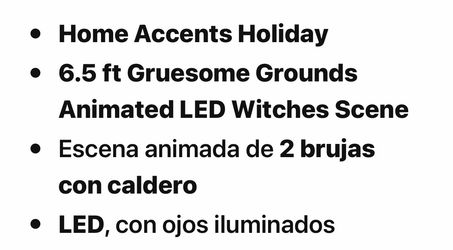 Home Accents Holiday • 6.5 ft Gruesome Grounds Animated LED Witches Scene • Escena animada de 2 brujas con caldero • LED, con ojos iluminados