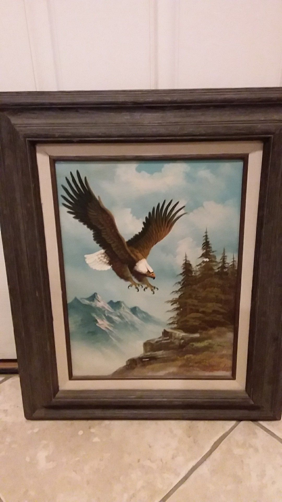 OIL PAINTING OF EAGLE BY ARTIST W. AMADIO, SIGNED AND PROFESSIONALLY FRAMED