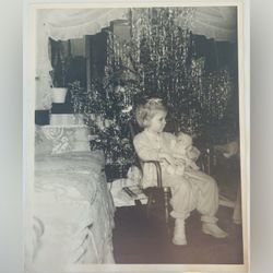 RARE Girl Child Christmas Tree Vintage Antique Original Fine Art Photo Portrait Photograph 8x10 Collectible Holiday Kitsch Whimsy