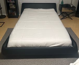 Full size faux leather bed (no mattress)