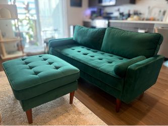 Vesgantti Green Velvet Sofa and Ottoman