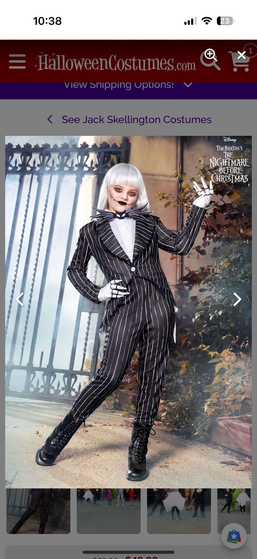 Girl's Disney Jack Skellington Costume