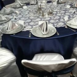 Navy Blue Overlays Heavy Crepe Back Satin Fabric Wedding 