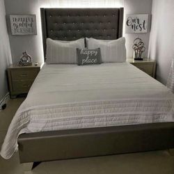 Tall Headboard Leather Bed 🛌 