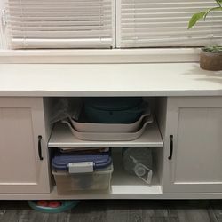 White English elm Wood Tv Stand / cabinet 