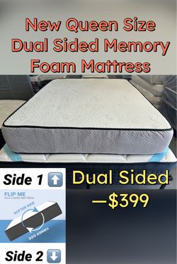 New Queen Size Dual Sided Memory Foam Mattress