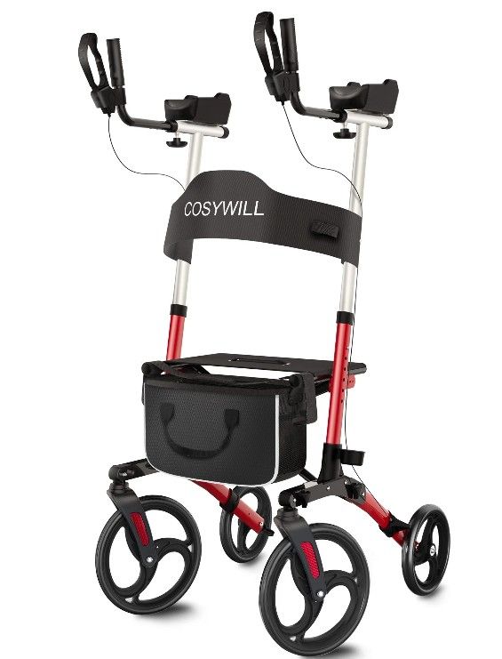 Lightweight Foldable Upright Rollator Walker Stand Up Walkers with Seat