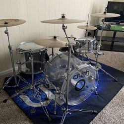Crush Acrylic Drum Set W/ Cymbals, Stands, Cases 