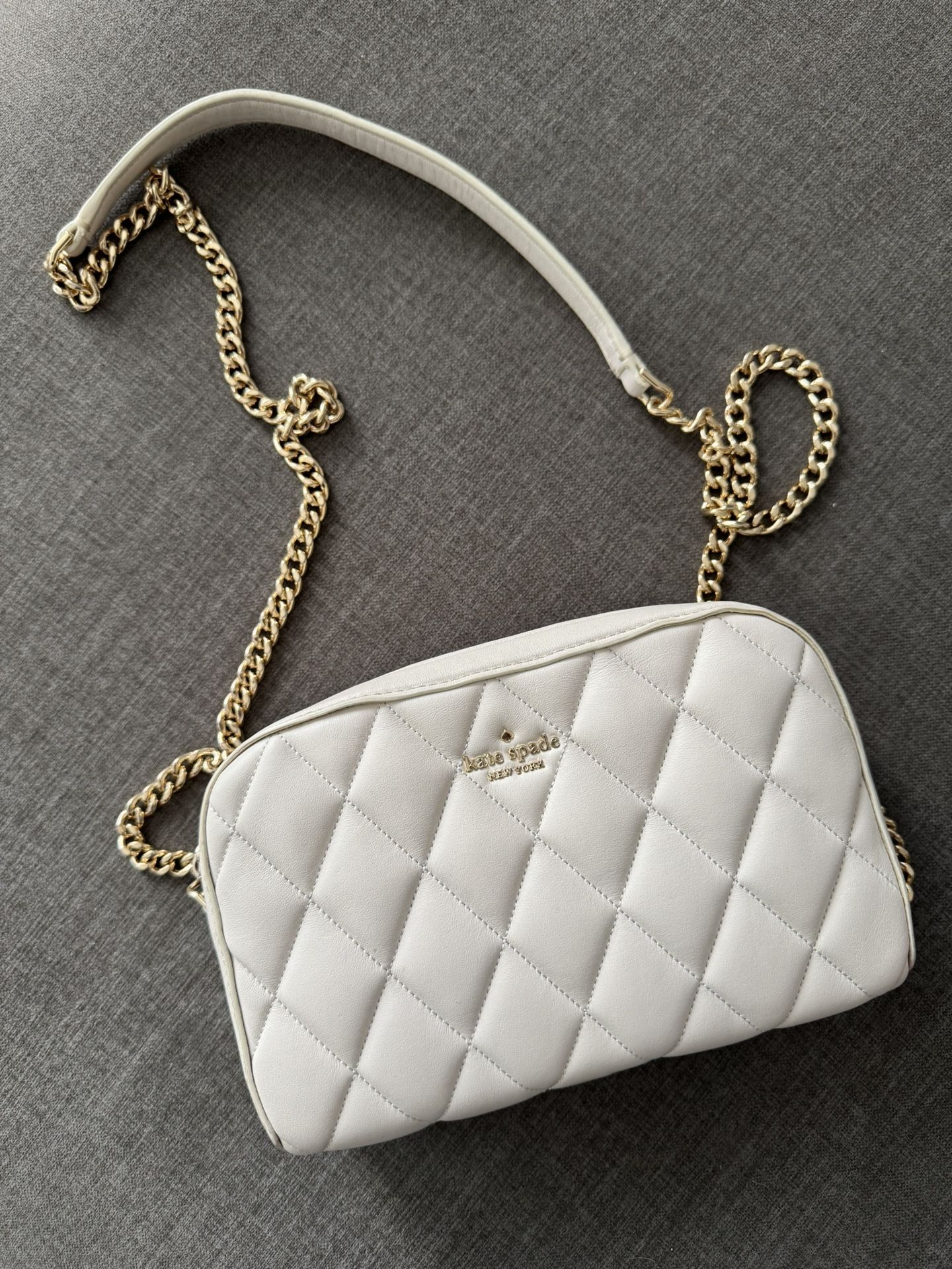 Kate Spade White Quilted Leather Crossbody Bag