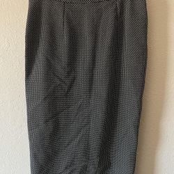 Chocolate USA, Women’s Black & White Polka Dot Back Slit Pencil Skirt, Size M