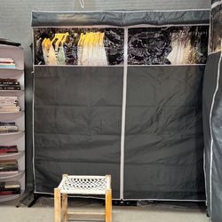 Heavy-Duty Portable Closet Wardrobe Rack w/ Cover – Like New – Rolling