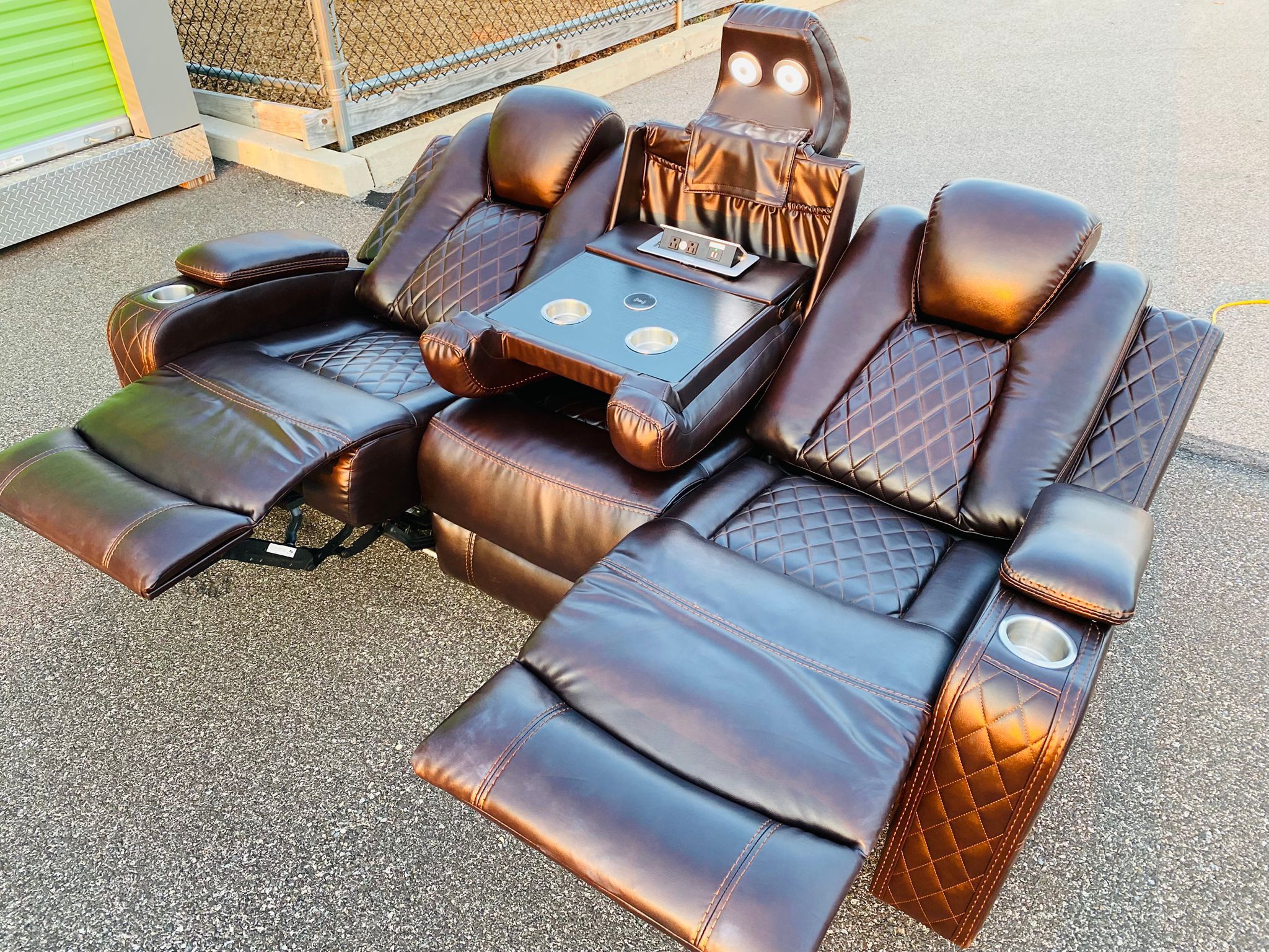 FREE DELIVERY 🚚 AND INSTALLATION - Ashely 92-Inches Modern Brown leather Power Reclining Sofa