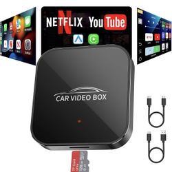 Wireless Carplay & Android Auto Adapter Built in Netflix YouTube, 3-in-1 Car Play Ai Box Convert Wired to Wireless CarPlay,Upgraded Dual-Band WiFi, TF