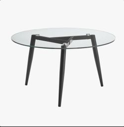 NEW Glass Top Round Table with Black Legs
