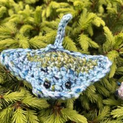 Crochet Blues And Neon Green Small Sting Ray 