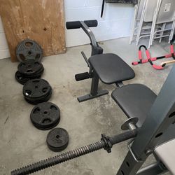 Weight Bench With 170 Lbs Of Cast Iron Weights