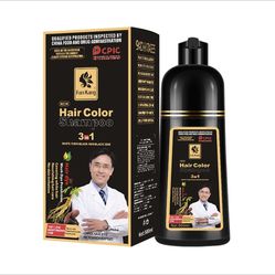 500ml Permanent Hair Shampoo Organic Natural Fast Hair Dye Plant Essence Hair Colorng Cream Cover Dye Shampoo For Women men. Dark Coffe.