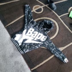 Black Pull Over Bape Hoodie (Small)