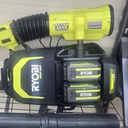 NEW RYOBI 40V WHISPER BACKPACK BLOWER SUPER LIGHT COMES WITH 2-6AH BATTERIES AND CHARGER 250 OR 275 WITH DUAL CHARGER 