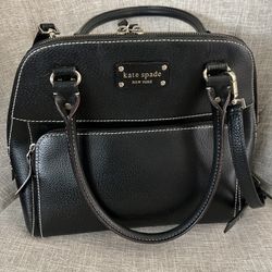 👜 Kate Spade New York Black Leather Satchel, Handbag, Purse 