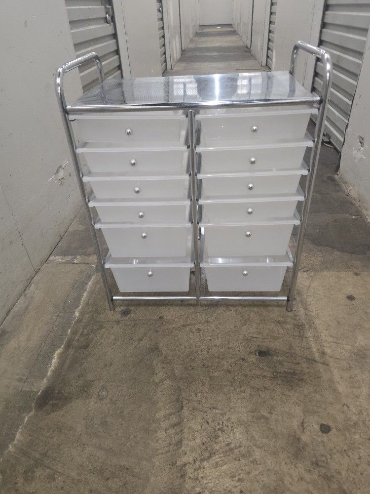 Honey-Can-Do Rolling Storage Cart and Organizer with 12 Plastic Drawers