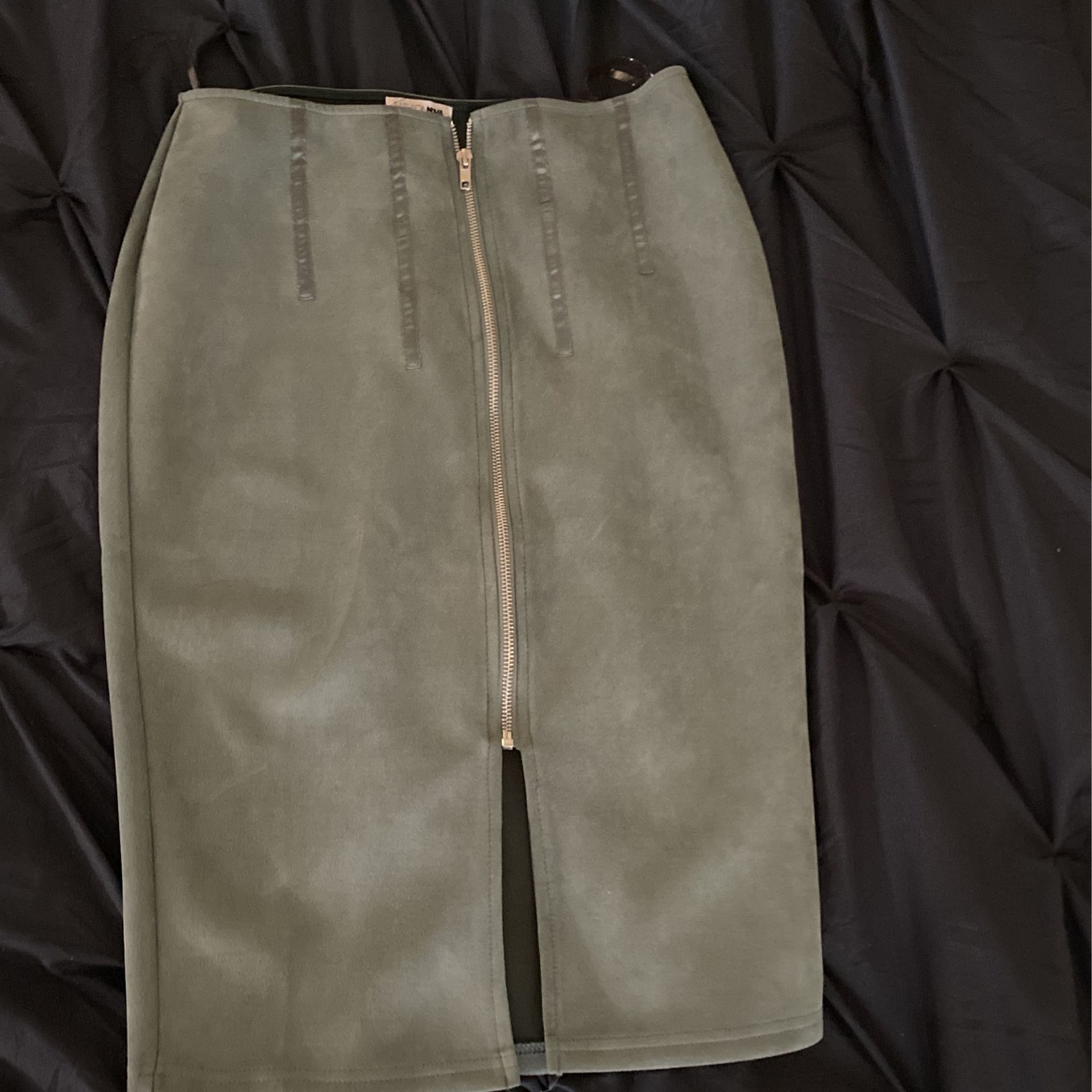 Fashion Nova Green Suede Skirt