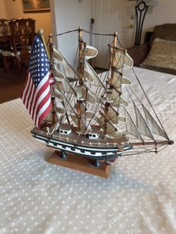 Collectible Vintage Wooden Sailboat 12”x12”