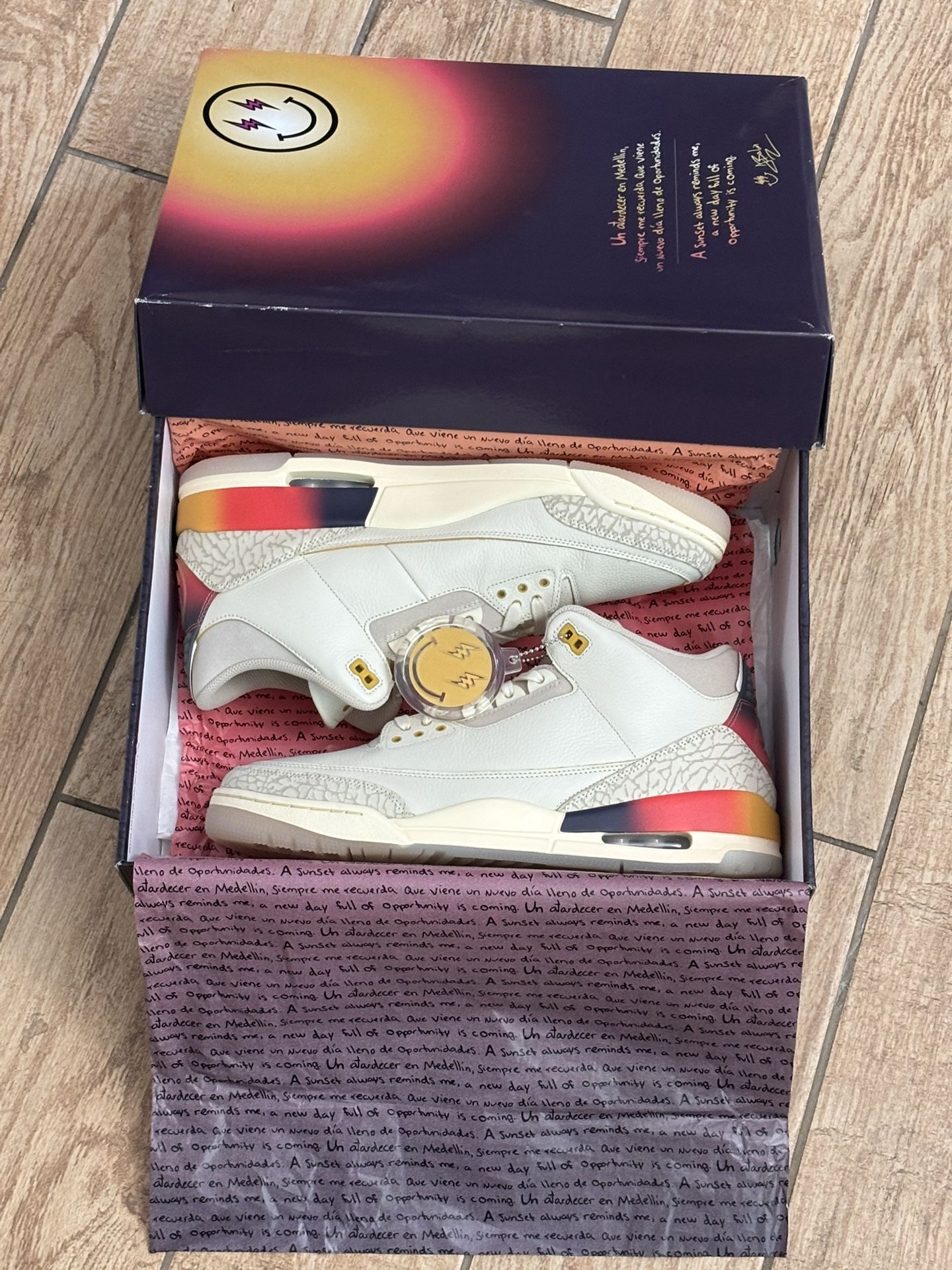 Jordan 3 Balvin Medellin Sunset Size 13