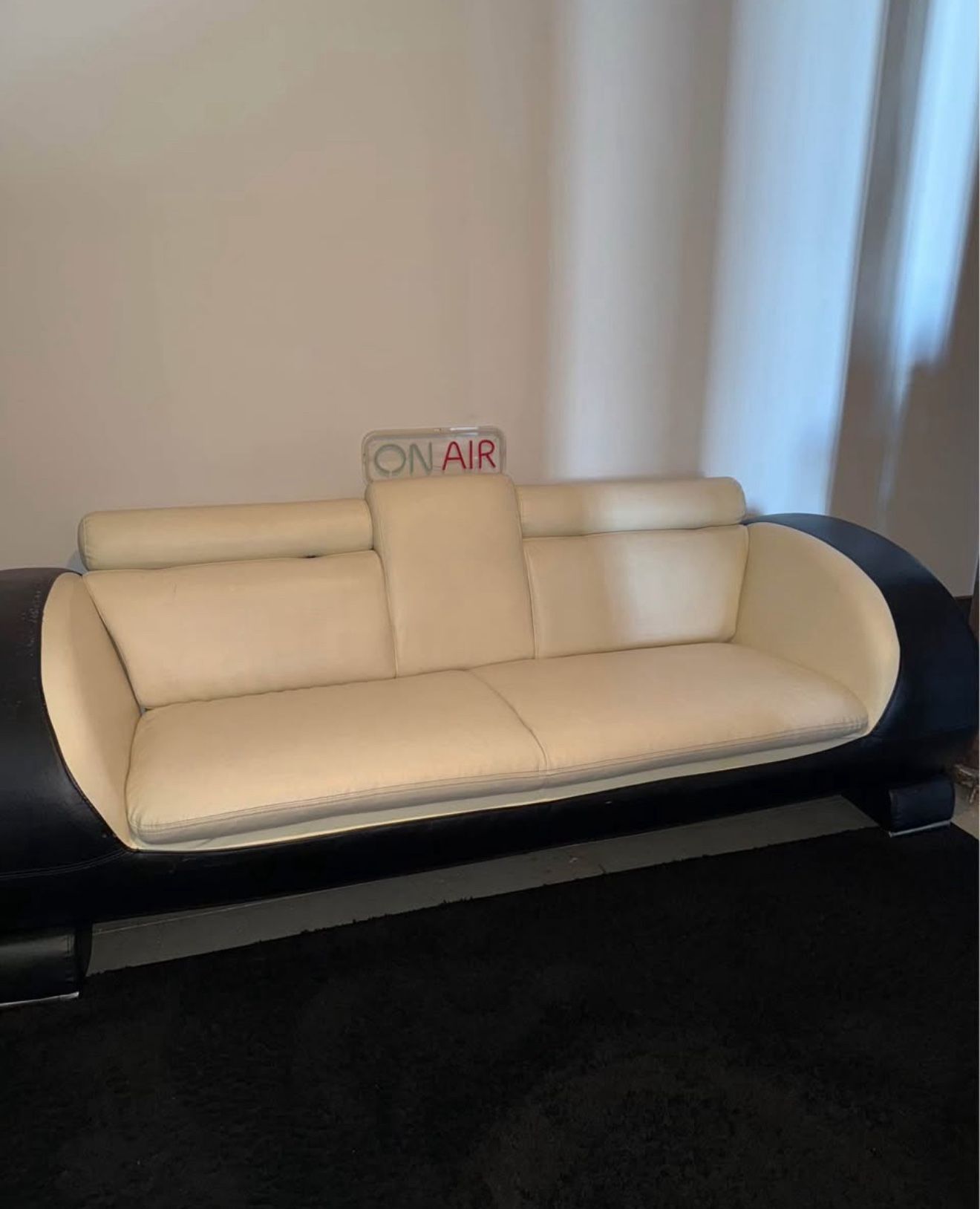 Black & White Modern Leather Couch