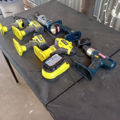Ryobi screwdrivers, flashlights, impact, battery and charger