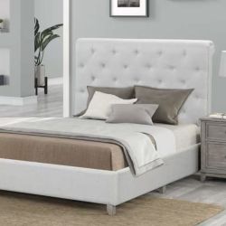 Queen Size American-Style Light Luxury Upholstered High-Back Bed (Grey)